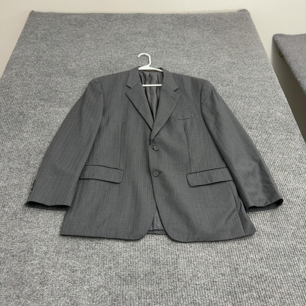 Tasso Elba Blazer Mens 42 Gray Wool Pinstripe Two Button Formal Classic